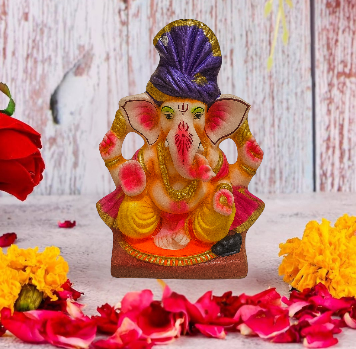 Beautiful Handmade 6 Inch Lord Ganpati Idol – Eco-Friendly & Natural Colors