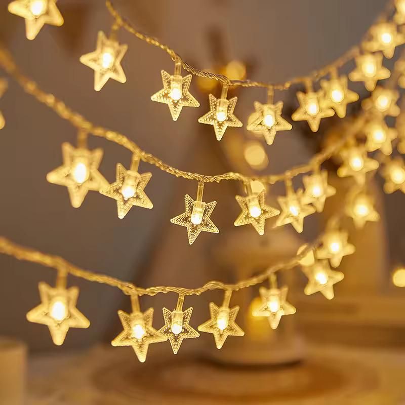 String Star Lights for Decoration - 16 LED Star Fairy Lights (Warm White LED)