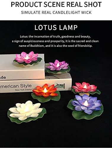 Sensor Water Floating Smokeless Candles & Lotus Flowers (Pack of 6)