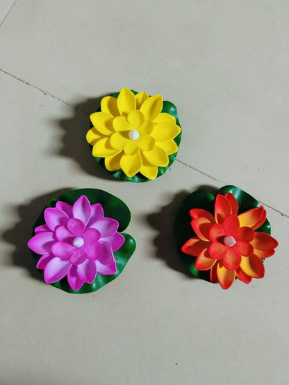 Sensor Water Floating Smokeless Candles & Lotus Flowers (Pack of 6)