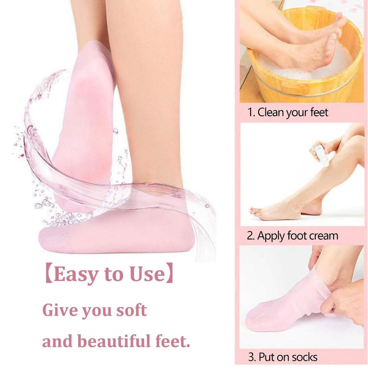 Silicone Gel Heel Socks for Dry Cracked Feet (Anti-Slip)