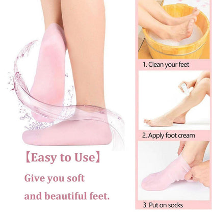 Silicone Gel Heel Socks for Dry Cracked Feet (Anti-Slip)