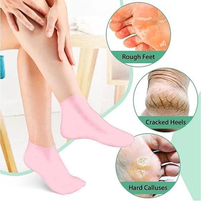Silicone Gel Heel Socks for Dry Cracked Feet (Anti-Slip)