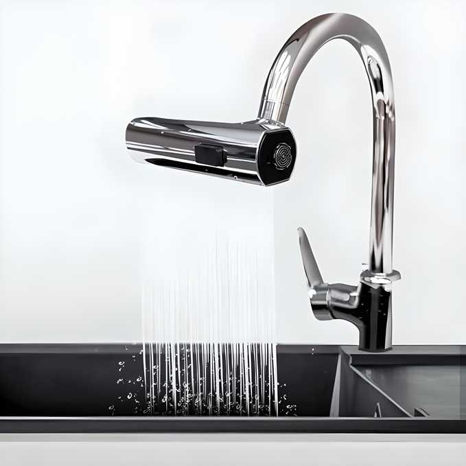 3-in-1 360° Swivel Waterfall Kitchen Faucet with Touch Control and Sink Extender