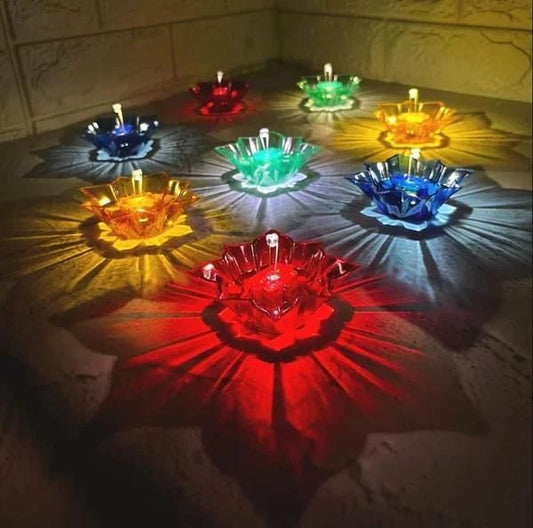3D Reusable Reflective Shadow Colourful Oil based Diya (Pack of 12/24)