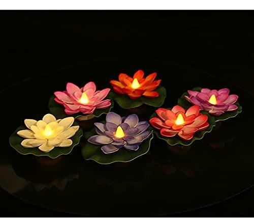 Sensor Water Floating Smokeless Candles & Lotus Flowers (Pack of 6)