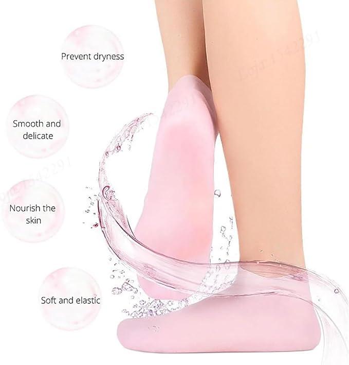 Silicone Gel Heel Socks for Dry Cracked Feet (Anti-Slip)