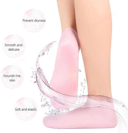 Silicone Gel Heel Socks for Dry Cracked Feet (Anti-Slip)
