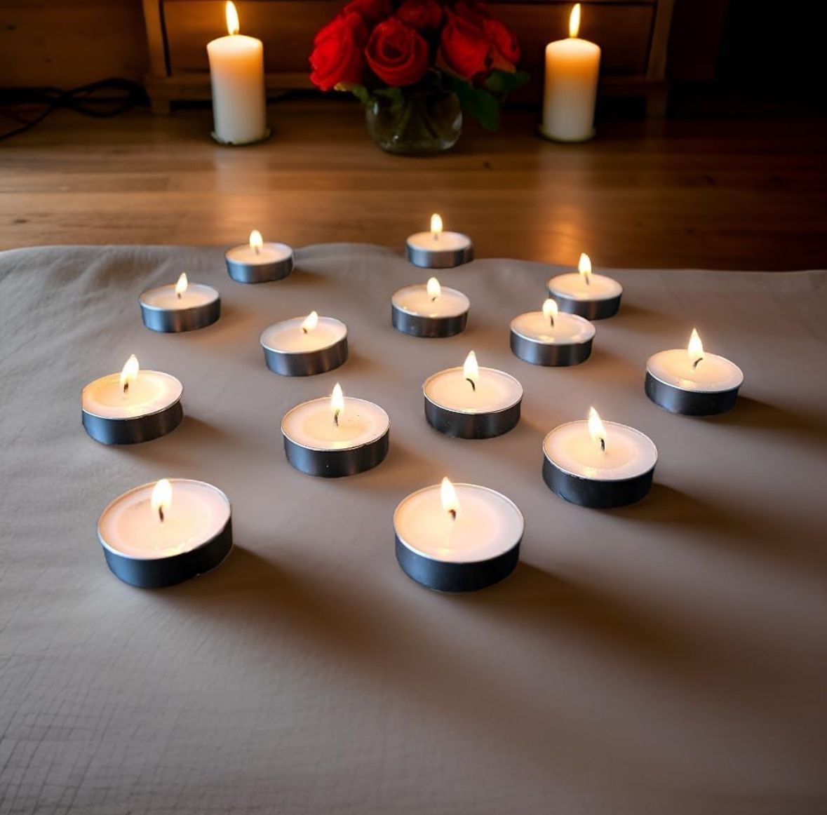 White Smokeless Unscented TeaLight Candles for Diwali, Christmas, Home Decoration (Pack of 50/100 Pcs - White Candles)