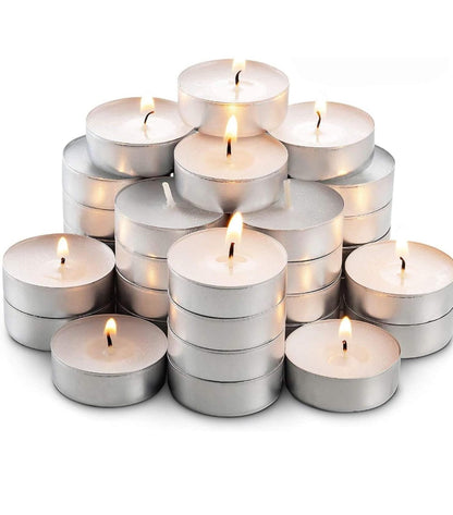 White Smokeless Unscented TeaLight Candles for Diwali, Christmas, Home Decoration (Pack of 50/100 Pcs - White Candles)