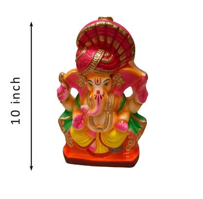 10 Inch Eco-Friendly Ganesh Idol – Handcrafted Terracotta Murti with Ritual Kit