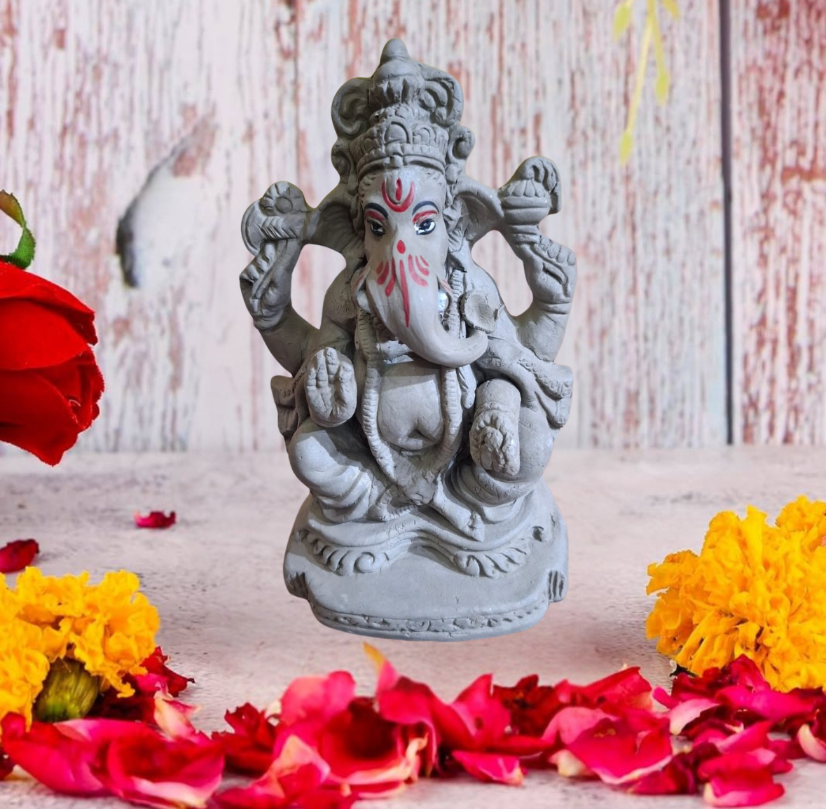 Beautiful Handmade 6 Inch Lord Ganpati Idol – Eco-Friendly & Natural Colors