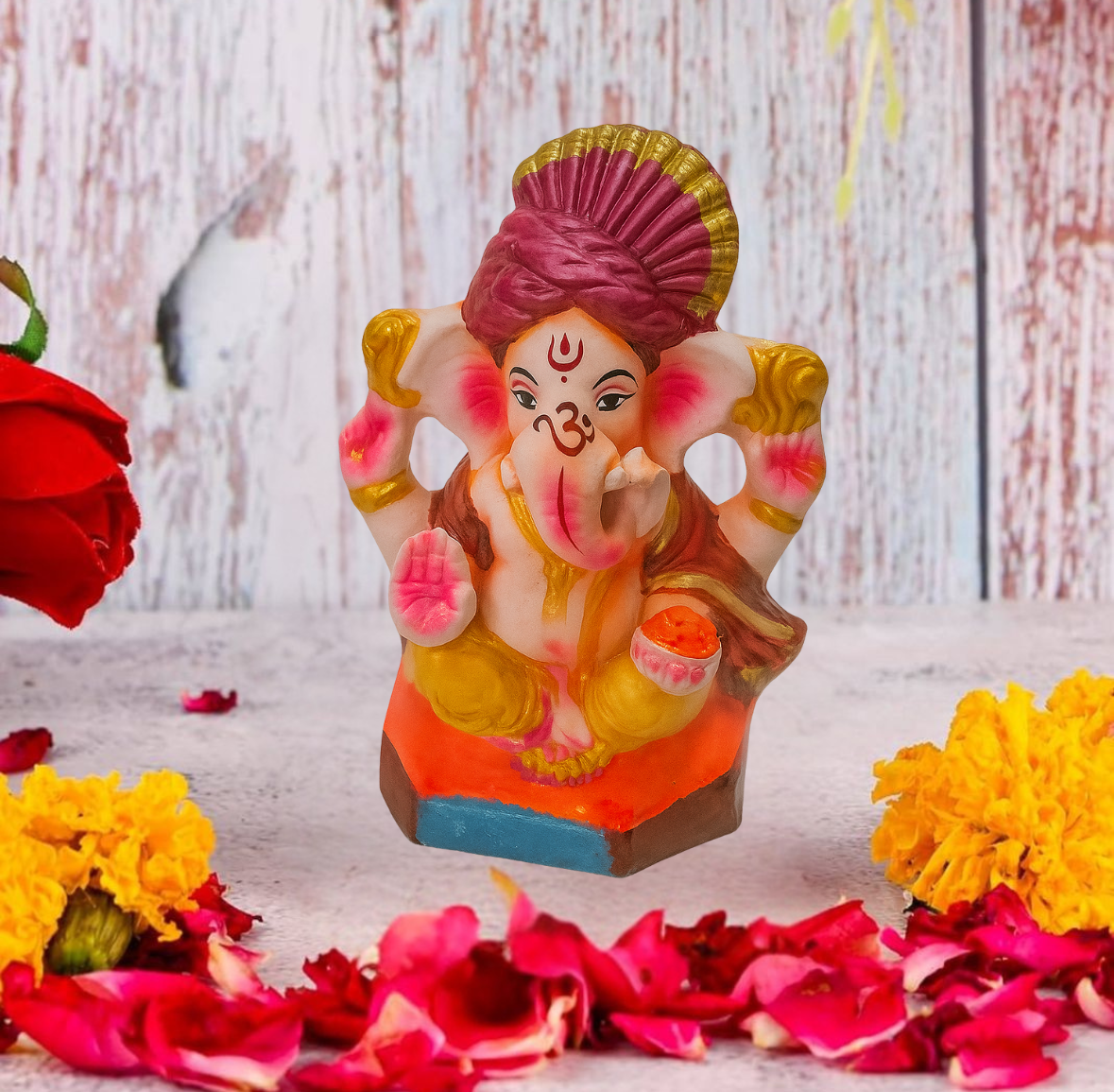 Beautiful Handmade 6 Inch Lord Ganpati Idol – Eco-Friendly & Natural Colors