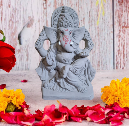 10 Inch Eco-Friendly Ganesh Idol – Handcrafted Terracotta Murti with Ritual Kit