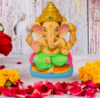 Eco-Friendly Ganpati Idol – 18 Inch Handcrafted Ganesha with Pooja Kit