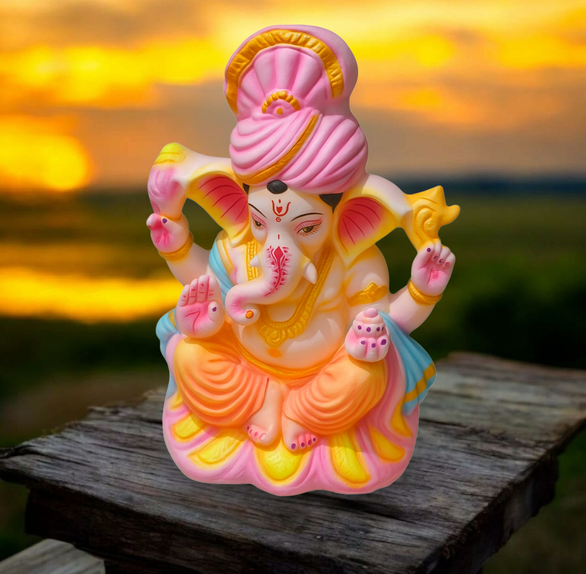 Eco-Friendly Ganpati Idol – 18 Inch Handcrafted Ganesha with Pooja Kit