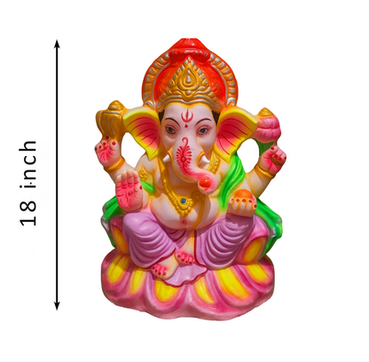 Eco-Friendly Ganpati Idol – 18 Inch Handcrafted Ganesha with Pooja Kit