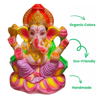 Eco-Friendly Ganpati Idol – 18 Inch Handcrafted Ganesha with Pooja Kit