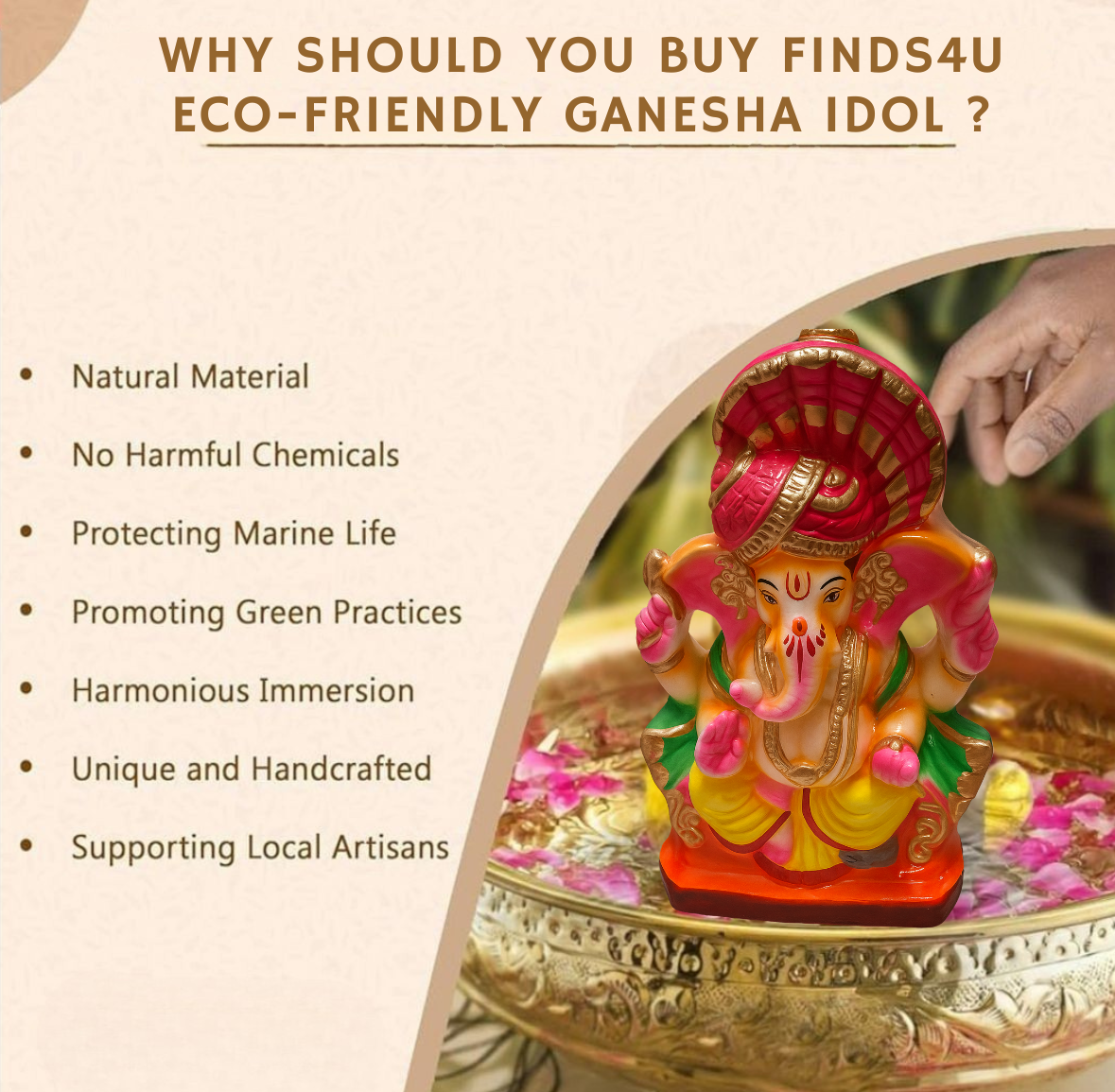 10 Inch Eco-Friendly Ganesh Idol – Handcrafted Terracotta Murti with Ritual Kit