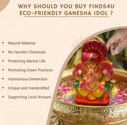10 Inch Eco-Friendly Ganesh Idol – Handcrafted Terracotta Murti with Ritual Kit
