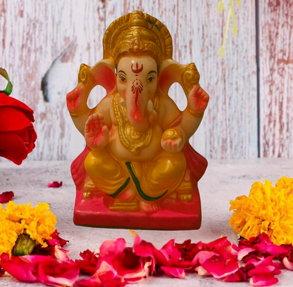 Beautiful Handmade 6 Inch Lord Ganpati Idol – Eco-Friendly & Natural Colors