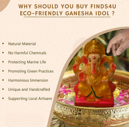 Beautiful Handmade 6 Inch Lord Ganpati Idol – Eco-Friendly & Natural Colors