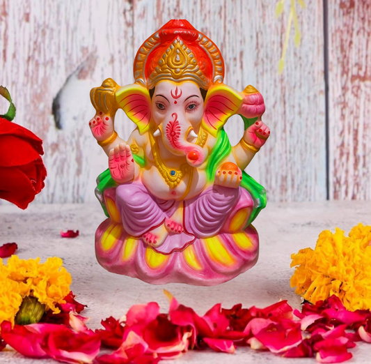 Eco-Friendly Ganpati Idol – 18 Inch Handcrafted Ganesha with Pooja Kit