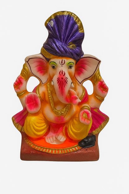 Beautiful Handmade 6 Inch Lord Ganpati Idol – Eco-Friendly & Natural Colors