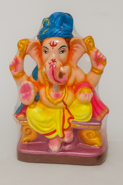 Beautiful Handmade 6 Inch Lord Ganpati Idol – Eco-Friendly & Natural Colors