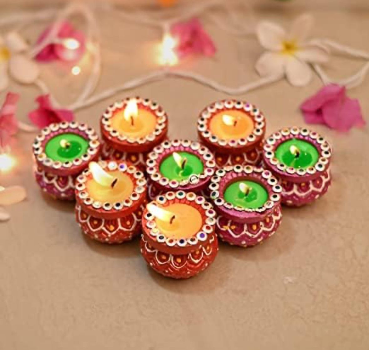 Matki Wax Diyas - Decorative Tealight Candles for Diwali, Weddings, and Festive Celebrations