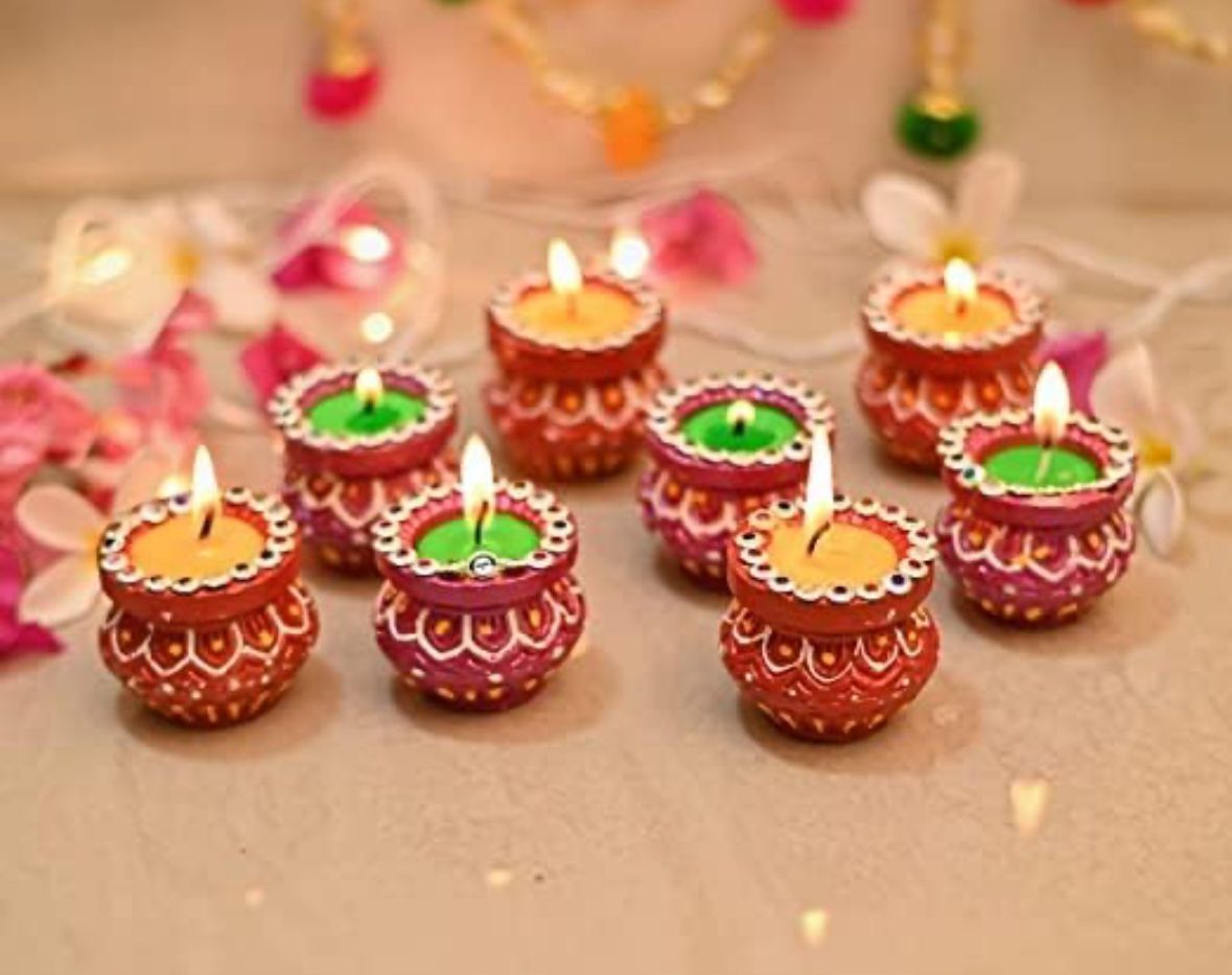 Matki Wax Diyas - Decorative Tealight Candles for Diwali, Weddings, and Festive Celebrations