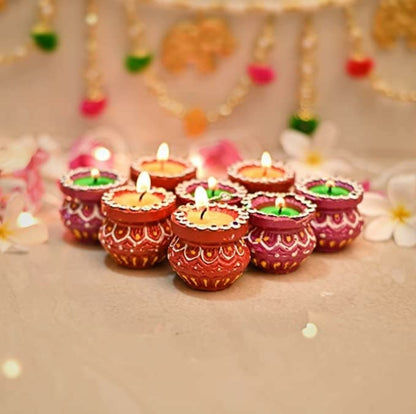 Matki Wax Diyas - Decorative Tealight Candles for Diwali, Weddings, and Festive Celebrations